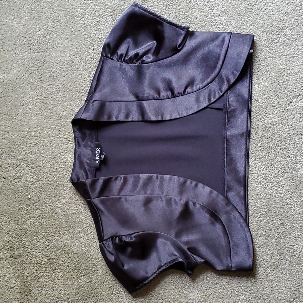 NWT A. Byer Cropped Bolero Jacket/ Shrug/Cover Up Black M Medium Women's Juniors